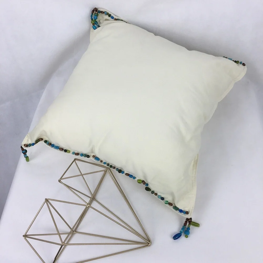 Turquoise & Glass Beaded Accent Pillow